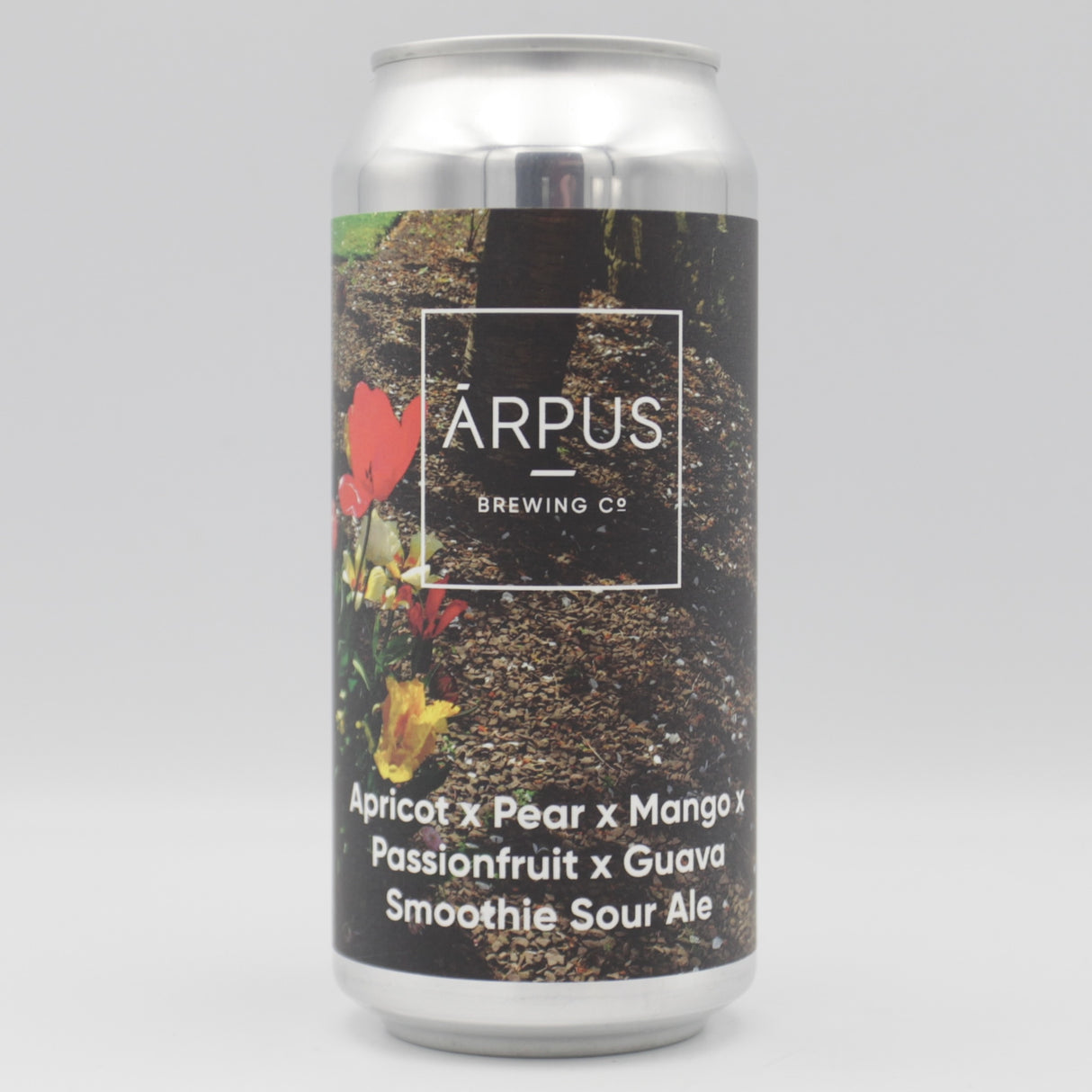 This is a can of Arpus Brewing Co - Apricot x Pear x Mango x Passionfruit x Guava Smoothie Sour - 4.5% (440ml). It is a Sour craft beer available to buy from Ghost Whale, voted London's best craft beer shop.
