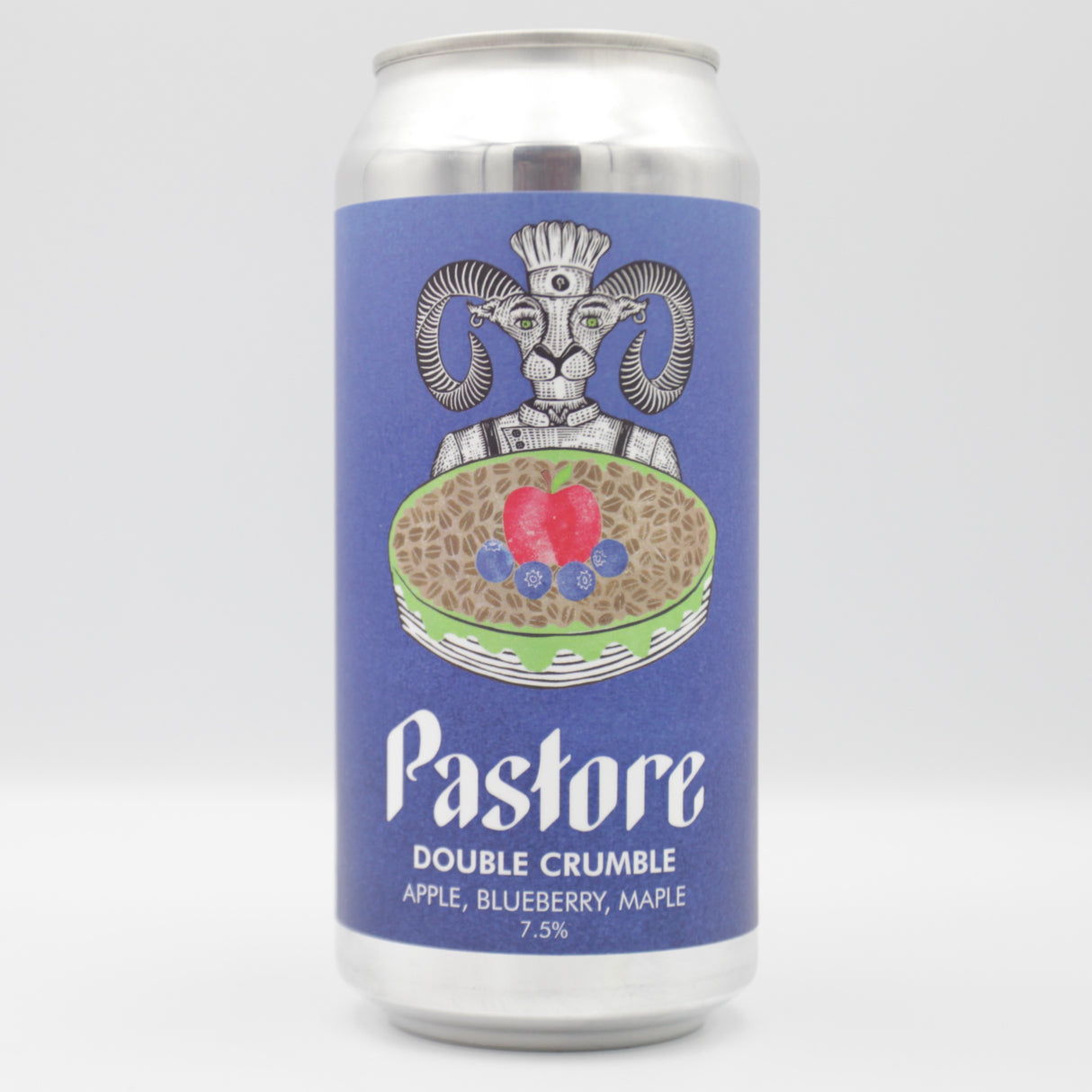 This is a can of Pastore - Double Crumble - 7.5% (440ml). It is a Sour craft beer available to buy from Ghost Whale, voted London's best craft beer shop.