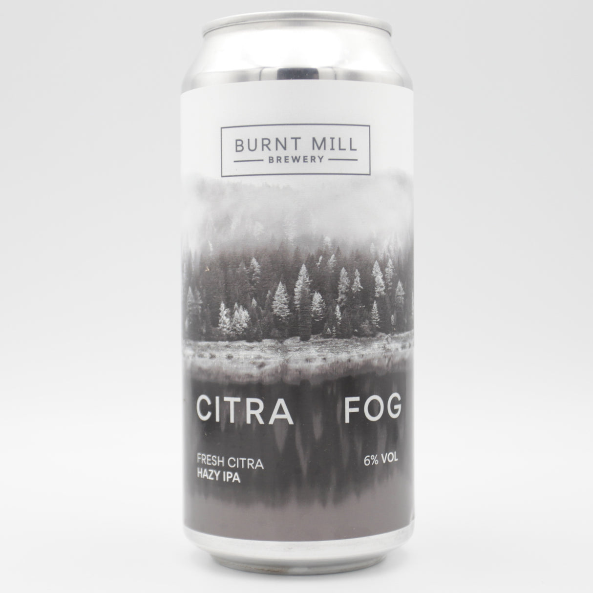 This is a can of Burnt Mill - Citra Fog - 6% (440ml). It is a IPA craft beer available to buy from Ghost Whale, voted London's best craft beer shop.