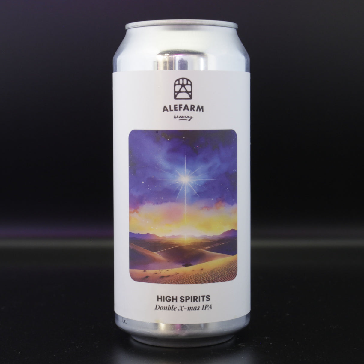 This is a can of Alefarm - High Spirits - 8% (440ml). It is a Double IPA craft beer available to buy from Ghost Whale, voted London's best craft beer shop.