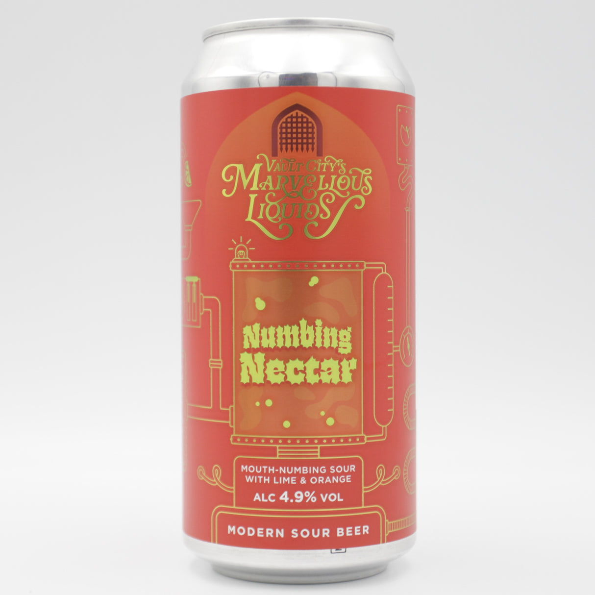 This is a can of Vault City - Marvelous Liquids: Numbing Nectar - 4.9% (440ml). It is a Sour craft beer available to buy from Ghost Whale, voted London's best craft beer shop.