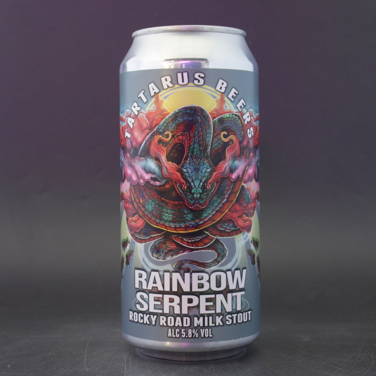 This is a can of Tartarus - Rainbow Serpent - 5.8% (440ml). It is a Stout / Porter craft beer available to buy from Ghost Whale, voted London's best craft beer shop.