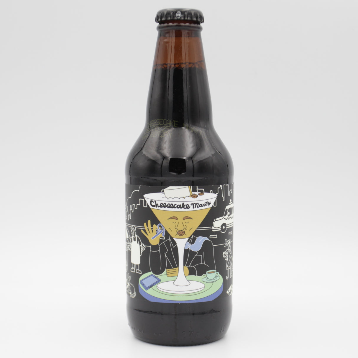 This is a bottle of Prairie - Cheesecake Marty - 14.9% (355ml). It is a Imperial Stout / Porter craft beer available to buy from Ghost Whale, voted London's best craft beer shop.