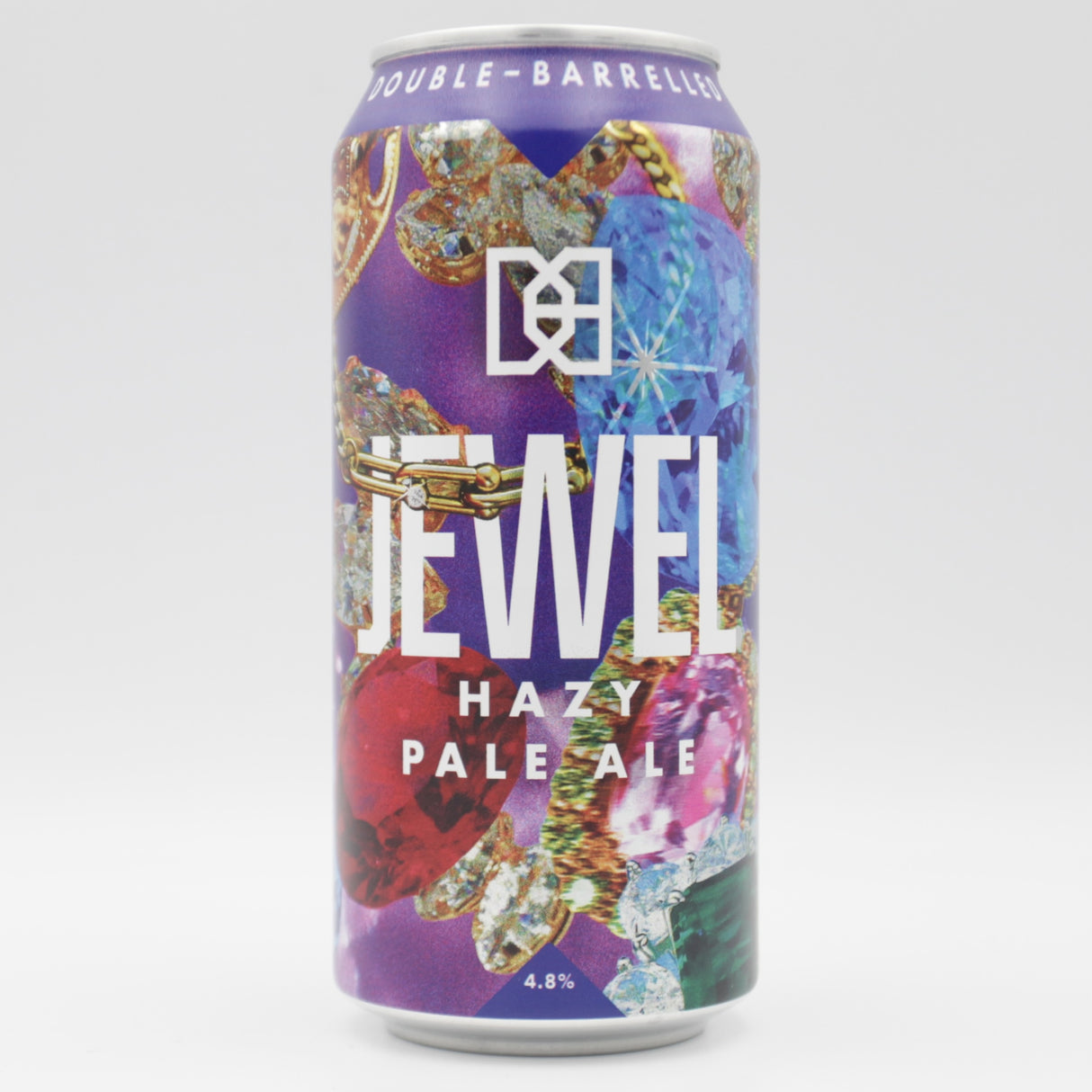 This is a can of Double Barrelled - Jewel - 4.8% (440ml). It is a Pale Ale craft beer available to buy from Ghost Whale, voted London's best craft beer shop.
