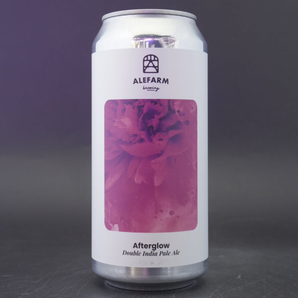 This is a can of Alefarm - Afterglow - 8% (440ml). It is a Double IPA craft beer available to buy from Ghost Whale, voted London's best craft beer shop.
