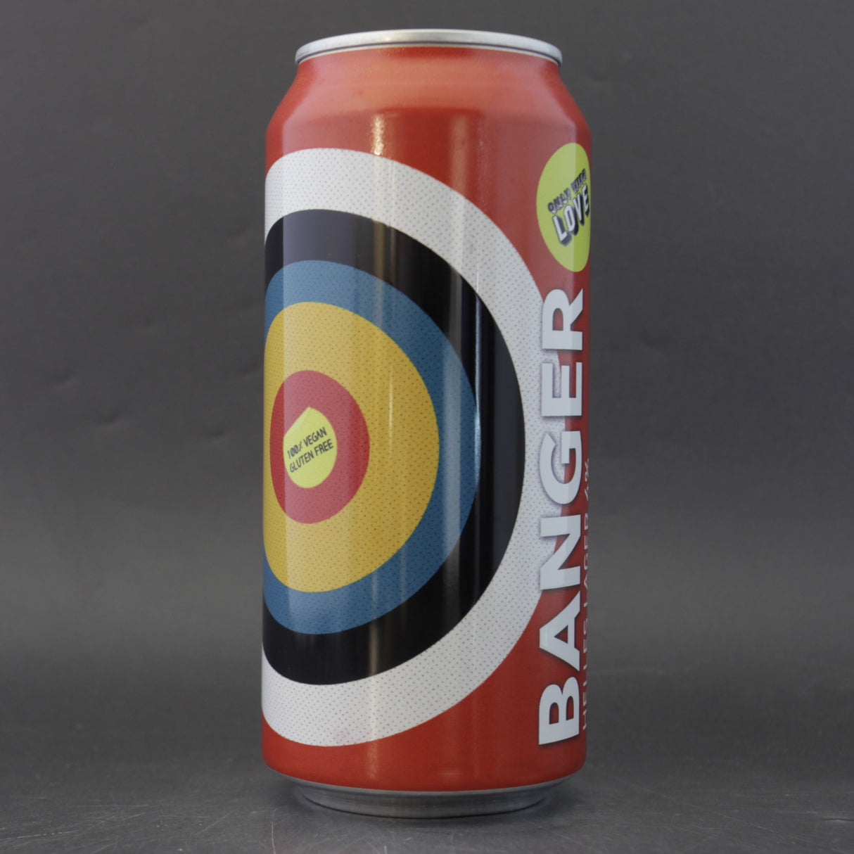 This is a can of Only With Love - Banger - 4% (440ml). It is a Lager / Pilsner / Kölsch craft beer available to buy from Ghost Whale, voted London's best craft beer shop.