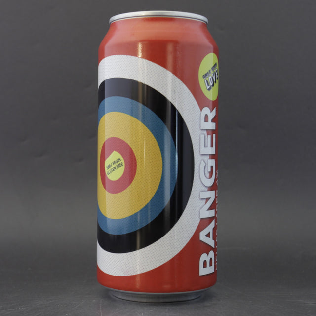 This is a can of Only With Love - Banger - 4% (440ml). It is a Lager / Pilsner / Kölsch craft beer available to buy from Ghost Whale, voted London's best craft beer shop.