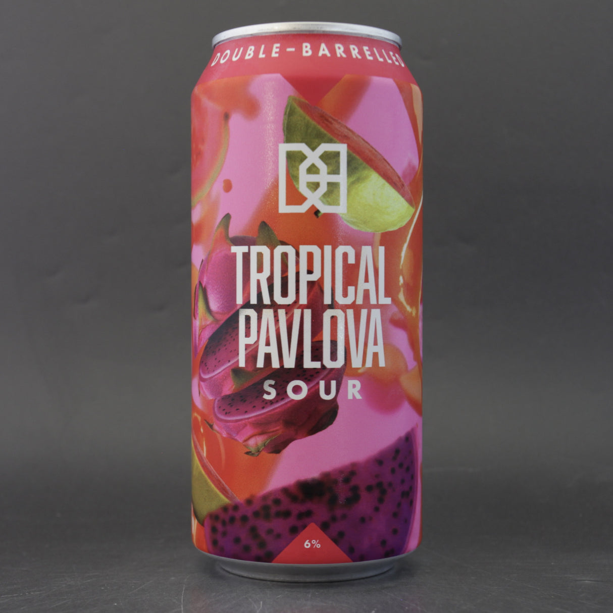 This is a can of Double Barrelled - Tropical Pavlova - 6% (440ml). It is a Sour craft beer available to buy from Ghost Whale, voted London's best craft beer shop.