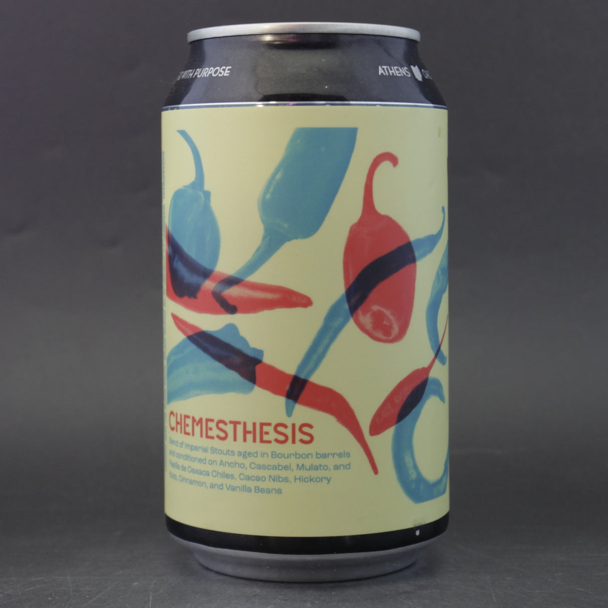 This is a can of Jackie O's - BA Chemesthesis - 12.8% (355ml). It is a Imperial Stout / Porter craft beer available to buy from Ghost Whale, voted London's best craft beer shop.