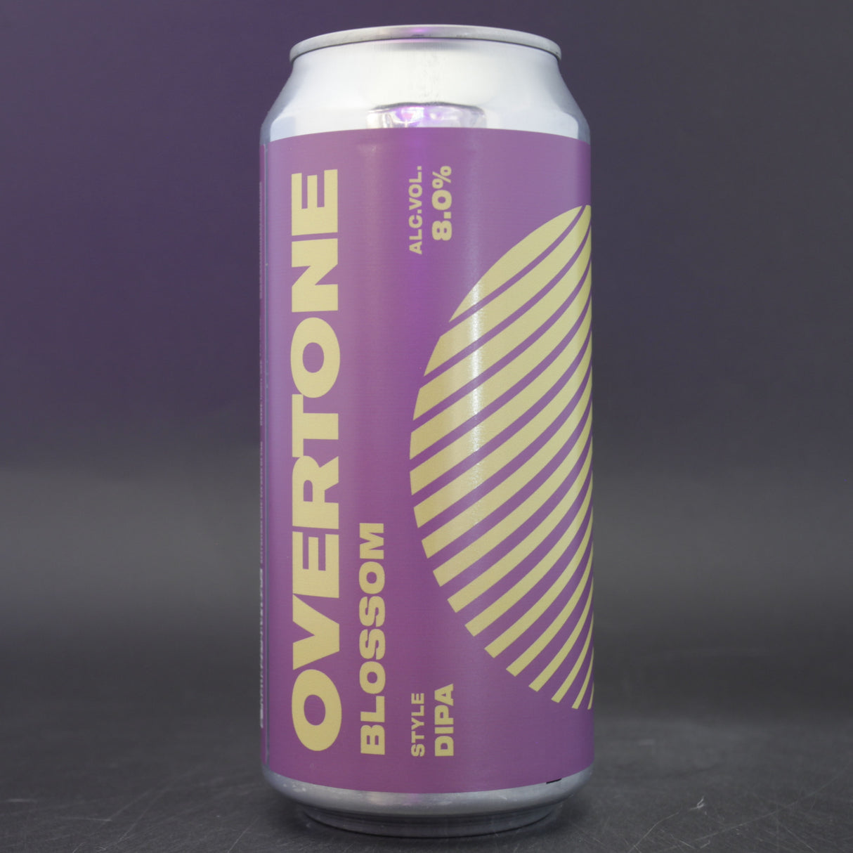 This is a can of Overtone - Blossom - 8% (440ml). It is a Double IPA craft beer available to buy from Ghost Whale, voted London's best craft beer shop.