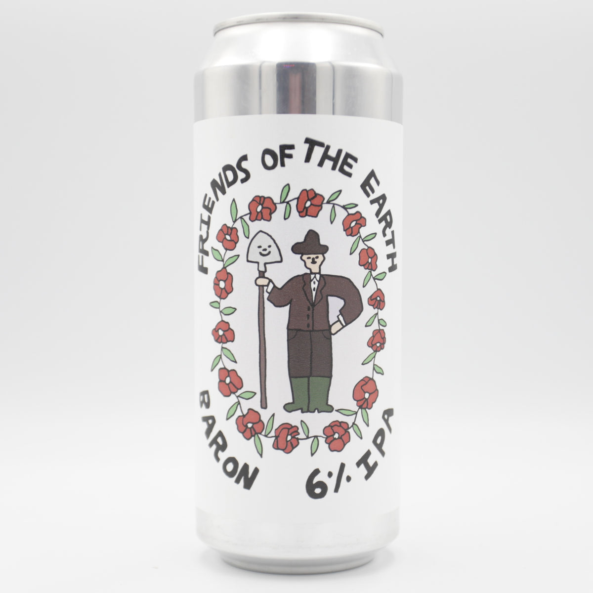 This is a can of Baron - Friends Of The Earth - 6% (500ml). It is a IPA craft beer available to buy from Ghost Whale, voted London's best craft beer shop.