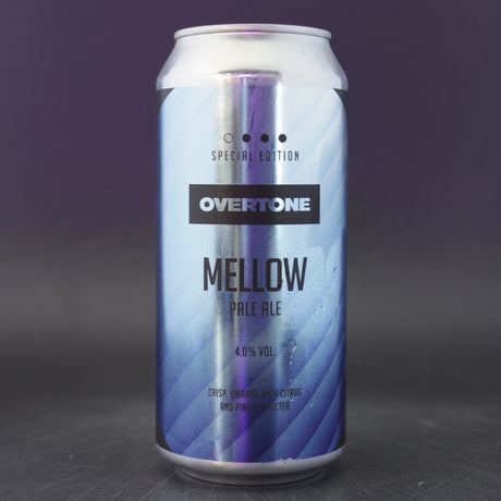 This is a can of Overtone - Mellow - 4% (440ml). It is a Pale Ale craft beer available to buy from Ghost Whale, voted London's best craft beer shop.