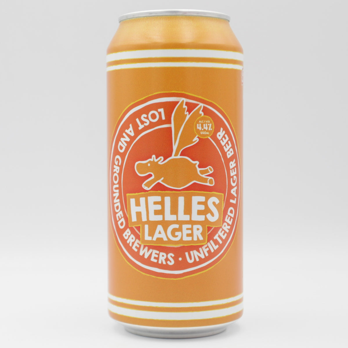 This is a can of Lost and Grounded - Helles - 4.4% (440ml). It is a Lager / Pilsner / Kölsch craft beer available to buy from Ghost Whale, voted London's best craft beer shop.