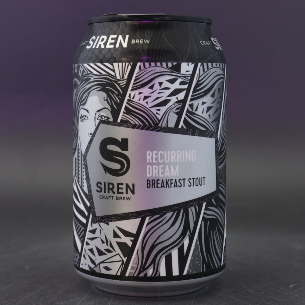 This is a can of Siren - Recurring Dream - 4.6% (330ml). It is a Stout / Porter craft beer available to buy from Ghost Whale, voted London's best craft beer shop.