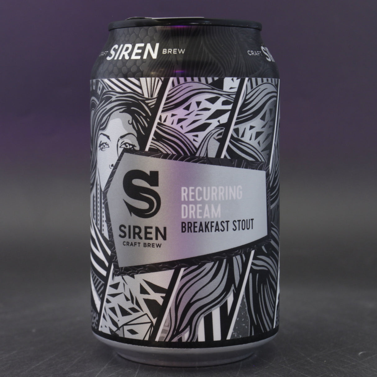 This is a can of Siren - Recurring Dream - 4.6% (330ml). It is a Stout / Porter craft beer available to buy from Ghost Whale, voted London's best craft beer shop.
