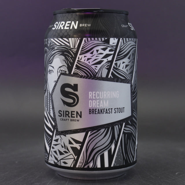 This is a can of Siren - Recurring Dream - 4.6% (330ml). It is a Stout / Porter craft beer available to buy from Ghost Whale, voted London's best craft beer shop.
