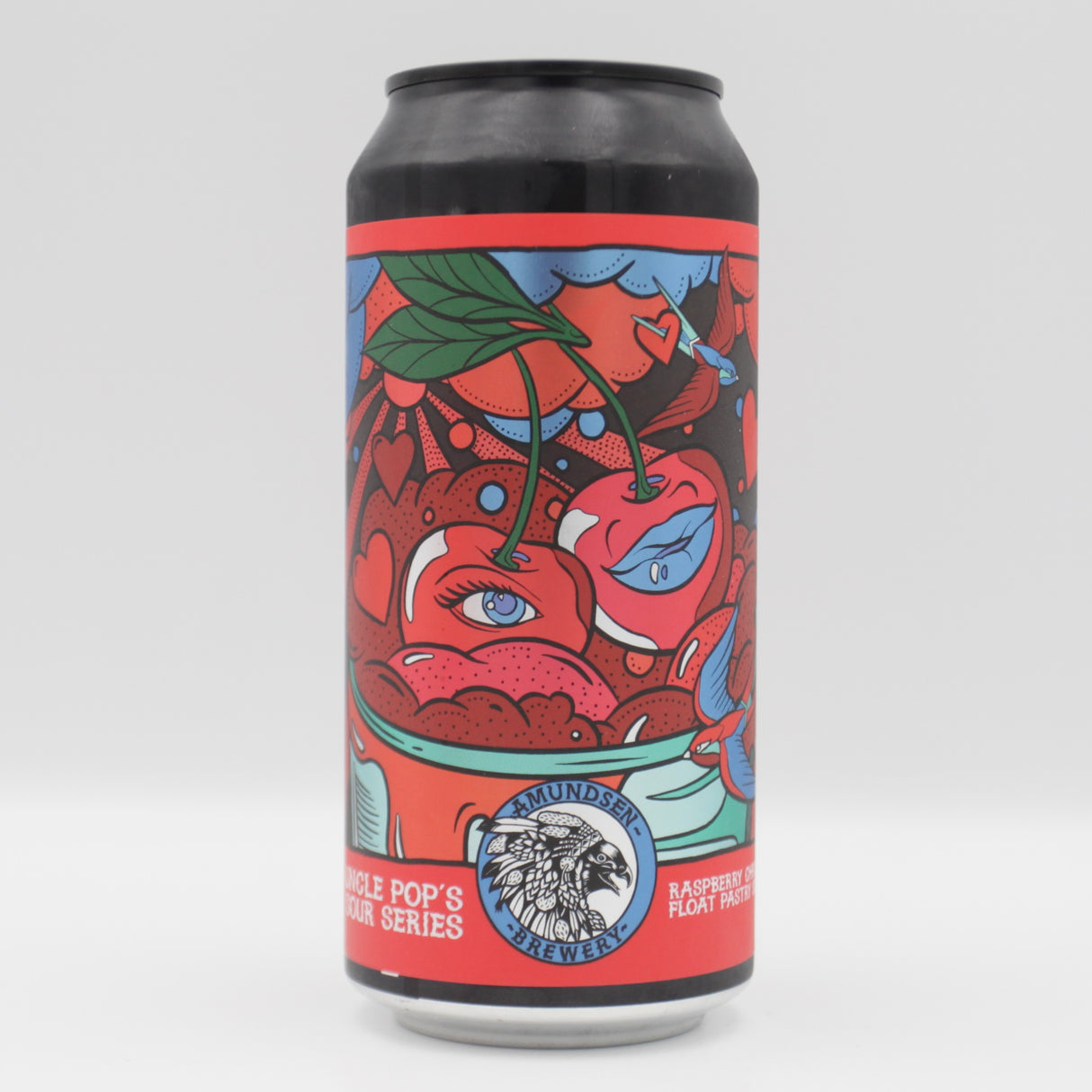 This is a can of Amundsen - Uncle Pops: Raspberry Christmas Float - 6.5% (440ml). It is a Sour craft beer available to buy from Ghost Whale, voted London's best craft beer shop.