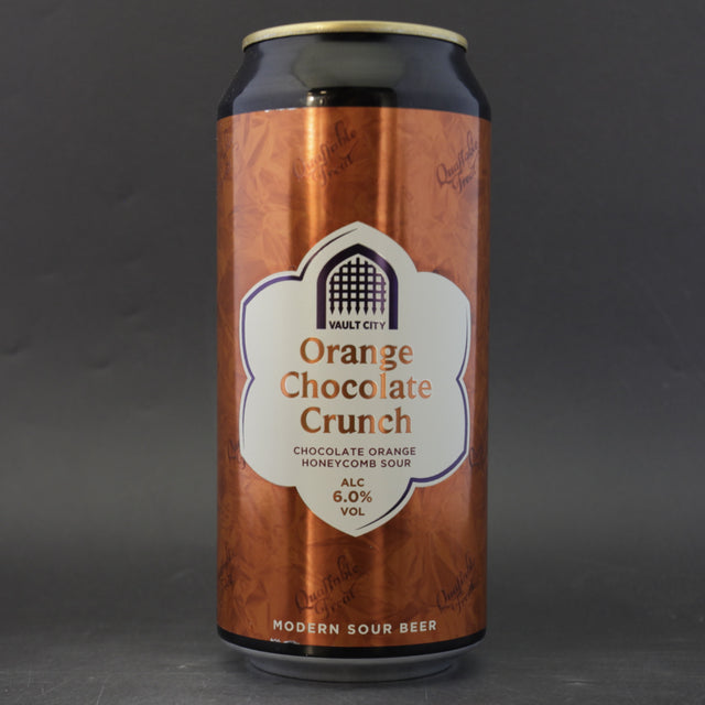This is a can of Vault City - Orange Chocolate Crunch - 6% (440ml). It is a Sour craft beer available to buy from Ghost Whale, voted London's best craft beer shop.