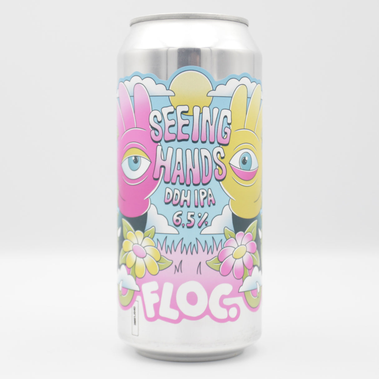 This is a can of Floc - Seeing Hands - 6.5% (440ml). It is a IPA craft beer available to buy from Ghost Whale, voted London's best craft beer shop.