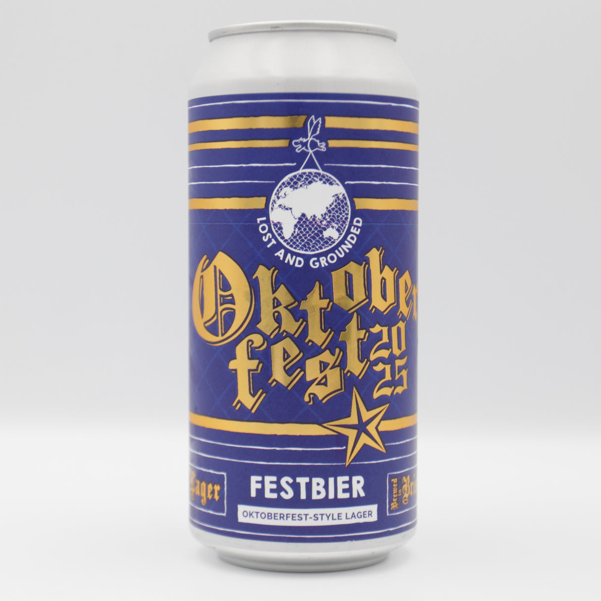 This is a can of Lost and Grounded - Festbier 2025 - 5.2% (440ml). It is a Lager / Pilsner / Kölsch craft beer available to buy from Ghost Whale, voted London's best craft beer shop.