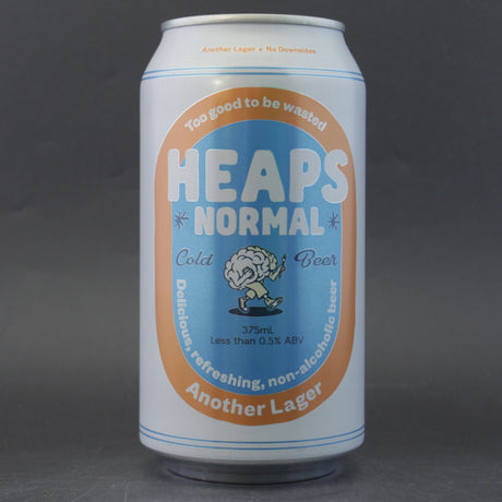 This is a can of Heaps Normal - Another Lager - 0.5% (375ml). It is a Lager / Pilsner / Kölsch craft beer available to buy from Ghost Whale, voted London's best craft beer shop.