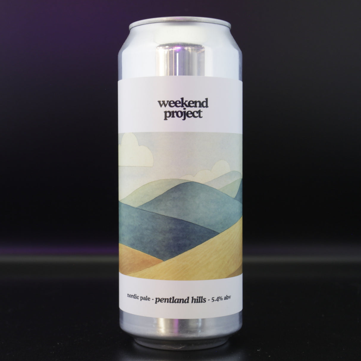 This is a can of Weekend Project - Pentland Hills - 5.4% (500ml). It is a Pale Ale craft beer available to buy from Ghost Whale, voted London's best craft beer shop.