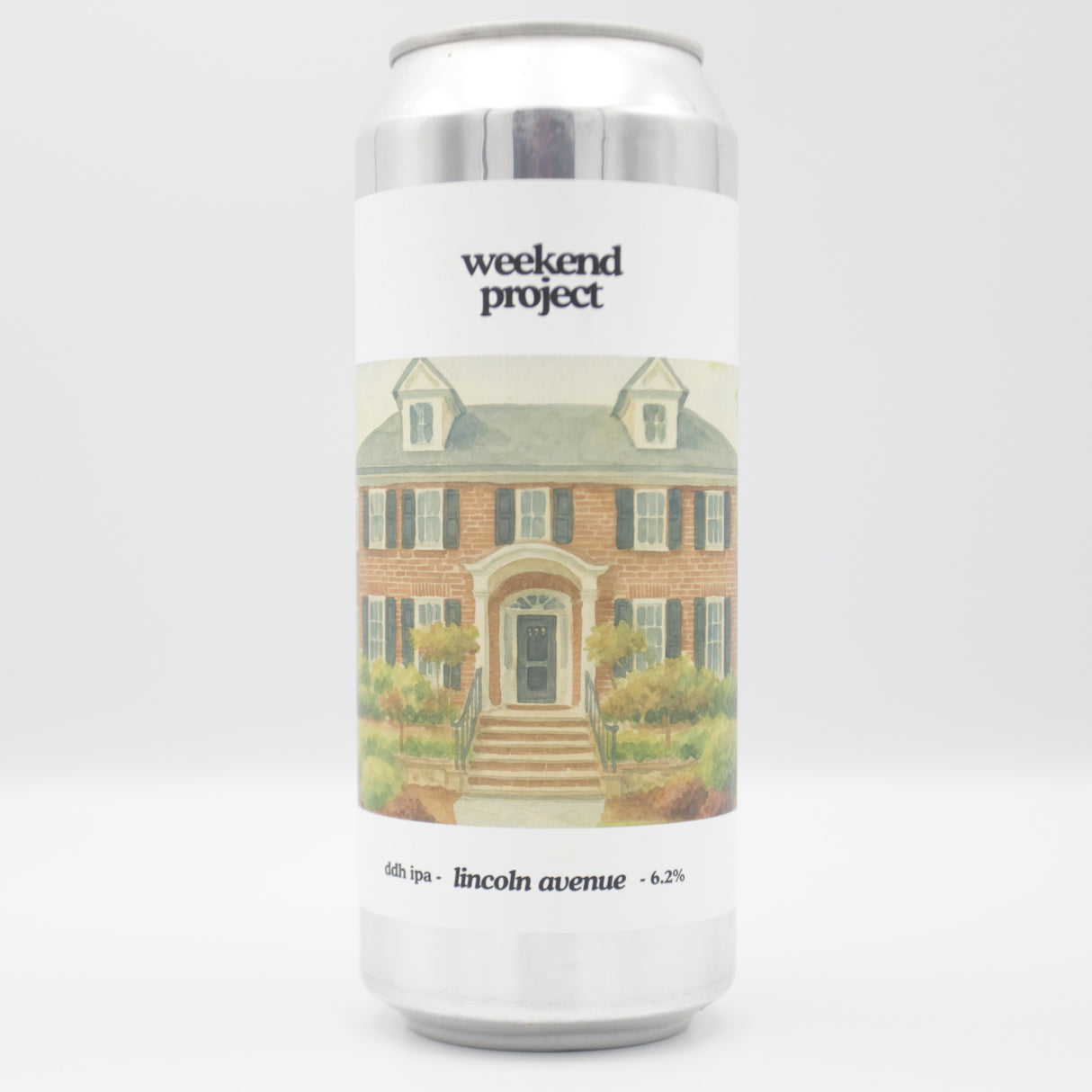 This is a can of Weekend Project - Lincoln Avenue - 6.2% (500ml). It is a IPA craft beer available to buy from Ghost Whale, voted London's best craft beer shop.