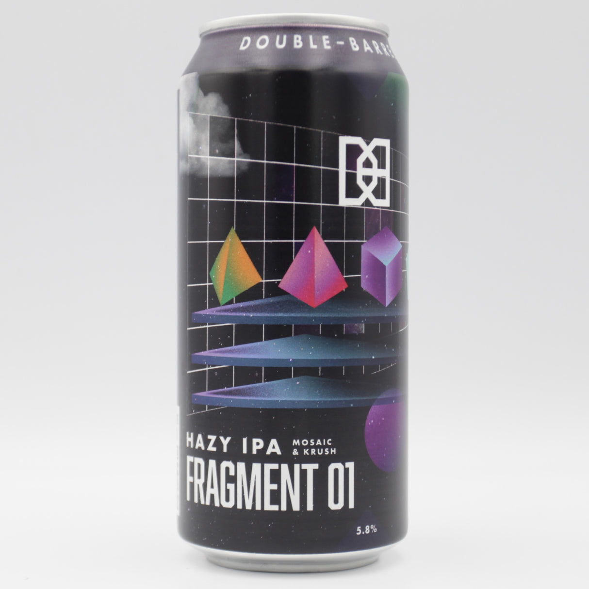 This is a can of Double Barrelled - Fragment 01 - 5.8% (440ml). It is a IPA craft beer available to buy from Ghost Whale, voted London's best craft beer shop.