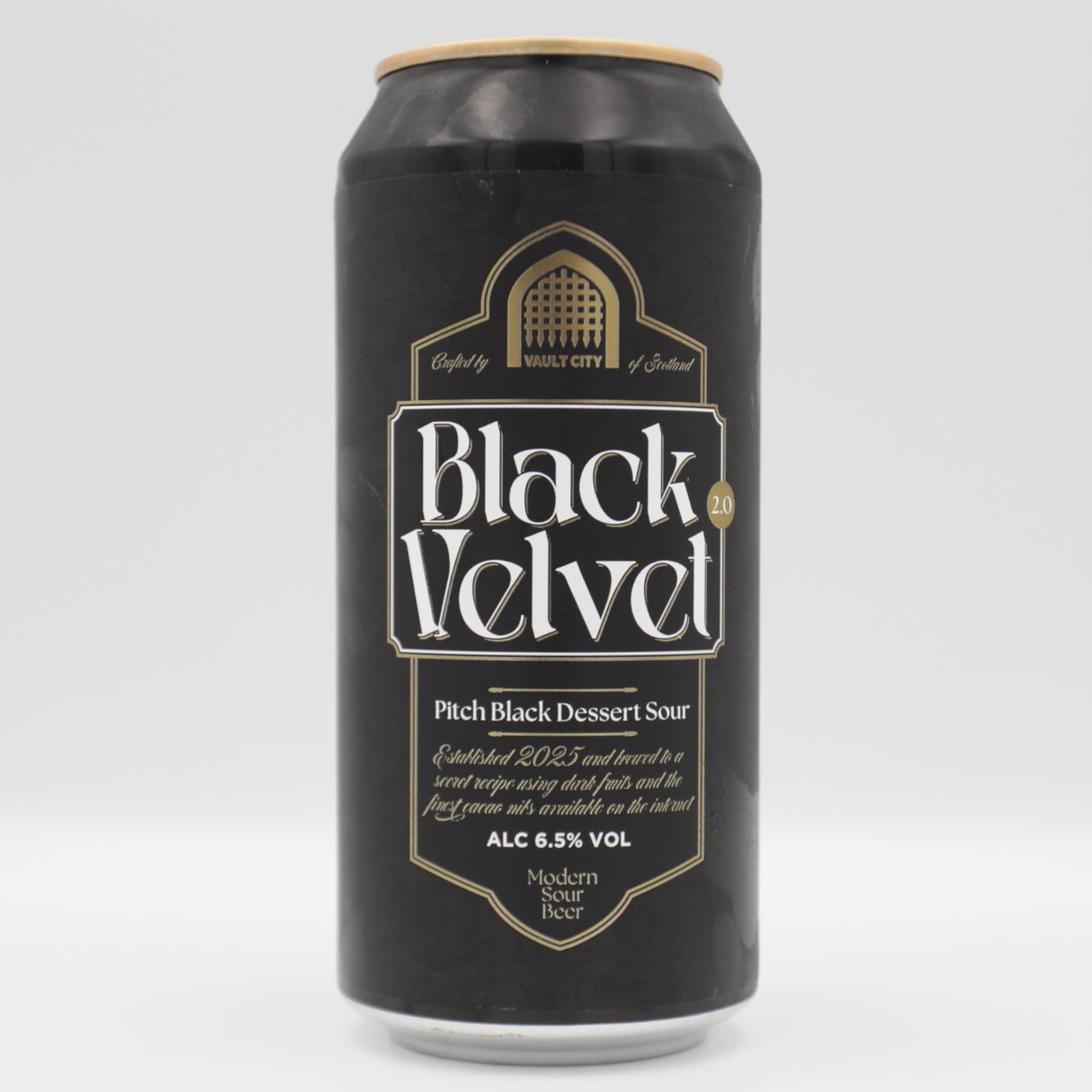This is a can of Vault City - Black Velvet - 6.5% (440ml). It is a Sour craft beer available to buy from Ghost Whale, voted London's best craft beer shop.