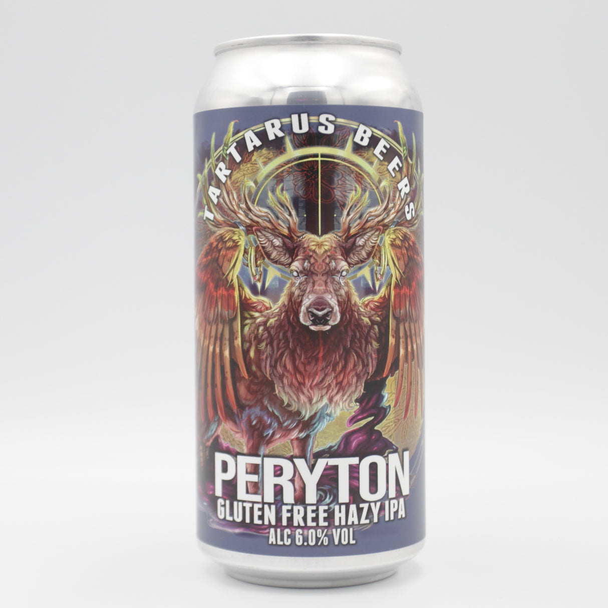 This is a can of Tartarus - Peryton - 6% (440ml). It is a IPA craft beer available to buy from Ghost Whale, voted London's best craft beer shop.