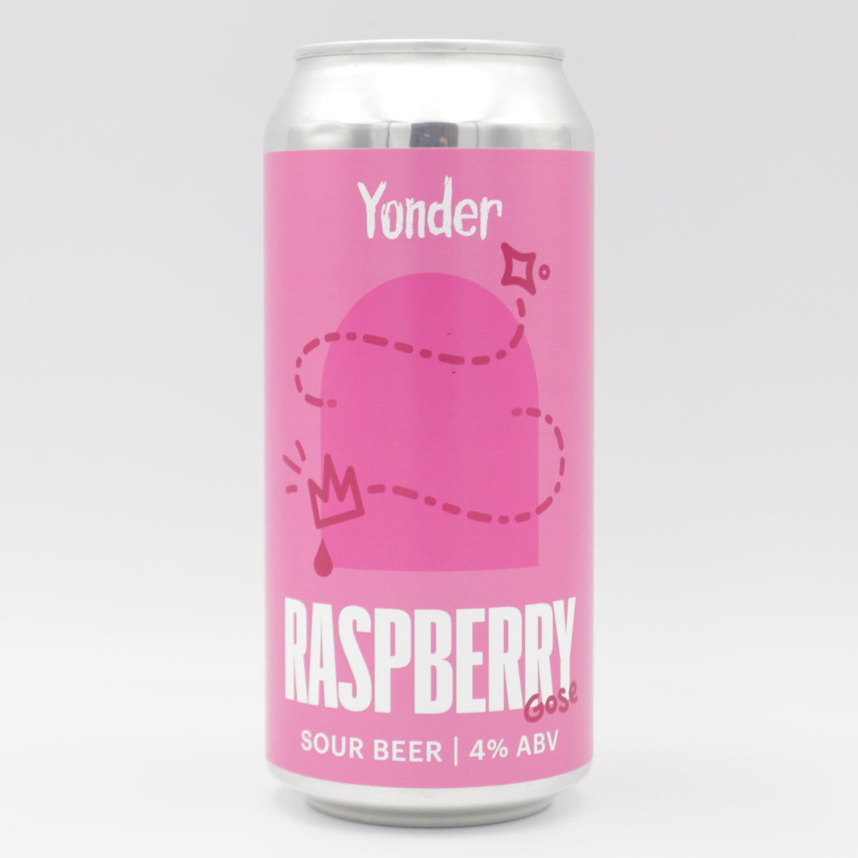This is a can of Yonder - Raspberry Gose - 4% (440ml). It is a Sour craft beer available to buy from Ghost Whale, voted London's best craft beer shop.