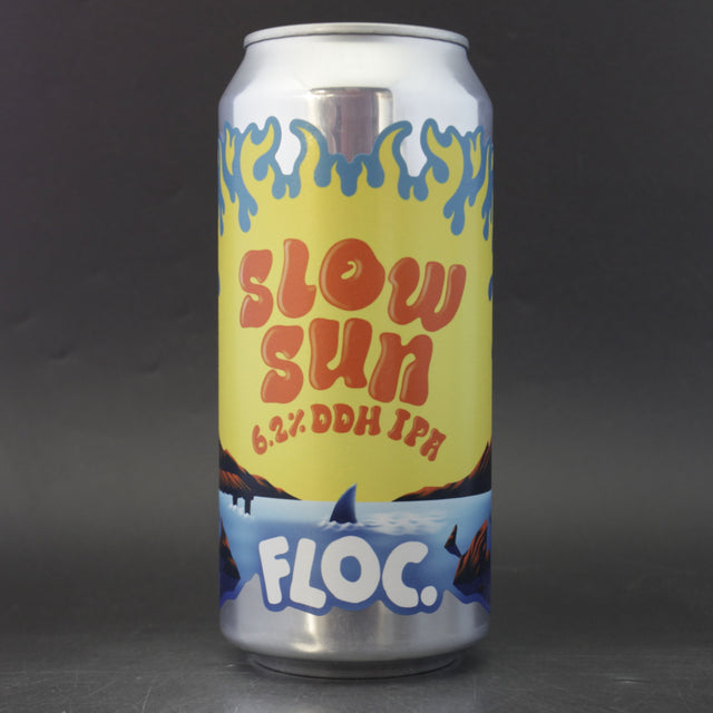 This is a can of Floc - Slow Sun - 5.2% (440ml). It is a Pale Ale craft beer available to buy from Ghost Whale, voted London's best craft beer shop.