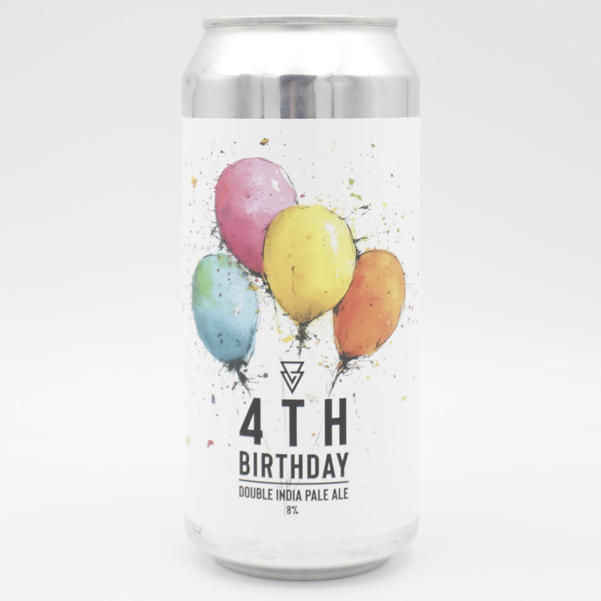 This is a can of Azvex - 4th Birthday DIPA - 8% (440ml). It is a Double IPA craft beer available to buy from Ghost Whale, voted London's best craft beer shop.