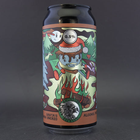 This is a can of Amundsen - Santa's Cinnamon Smores - 0.5% (440ml). It is a Stout / Porter craft beer available to buy from Ghost Whale, voted London's best craft beer shop.