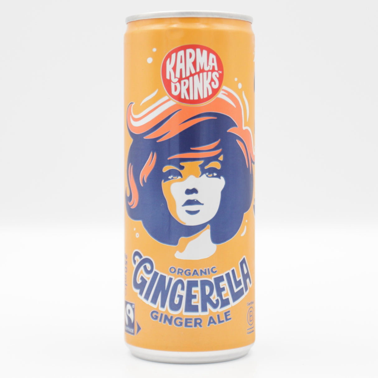 This is a can of Karma - Gingerella Ginger Ale - 0% (250ml). It is a craft soft drink available to buy from Ghost Whale, voted London's best craft beer shop.