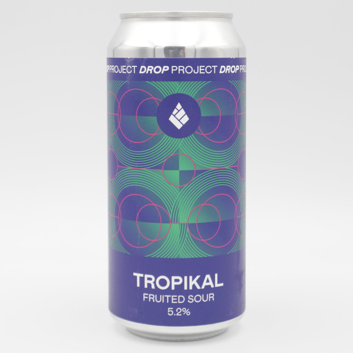 This is a can of Drop Project - Tropikal - 5.2% (440ml). It is a Sour craft beer available to buy from Ghost Whale, voted London's best craft beer shop.