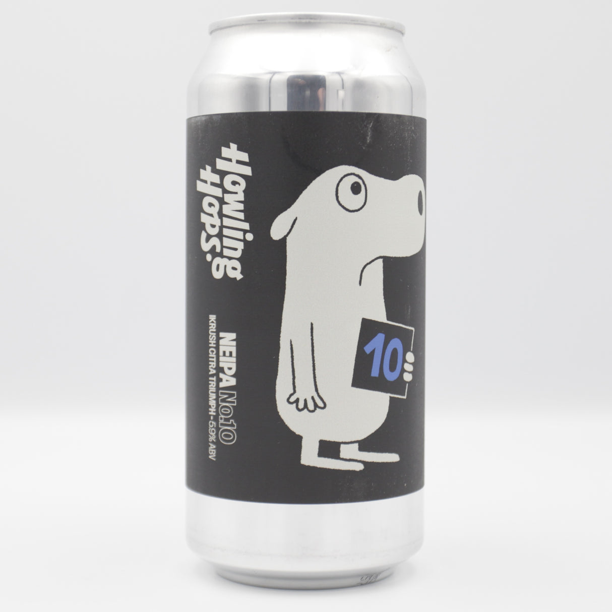 This is a can of Howling Hops - NEIPA No. 10 - 5.9% (440ml). It is a IPA craft beer available to buy from Ghost Whale, voted London's best craft beer shop.