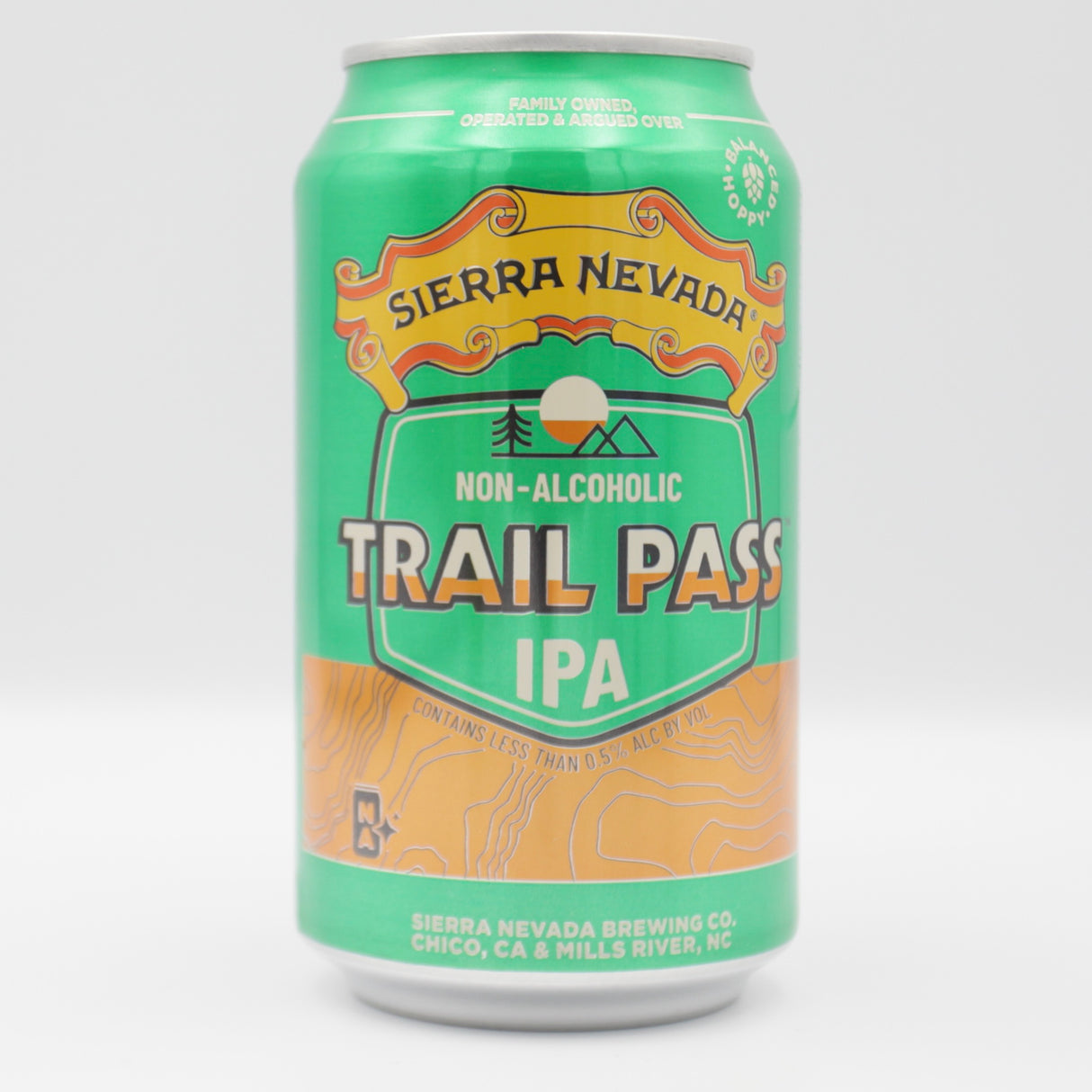 This is a can of Sierra Nevada - Trail Pass: IPA - 0.5% (355ml). It is a IPA craft beer available to buy from Ghost Whale, voted London's best craft beer shop.