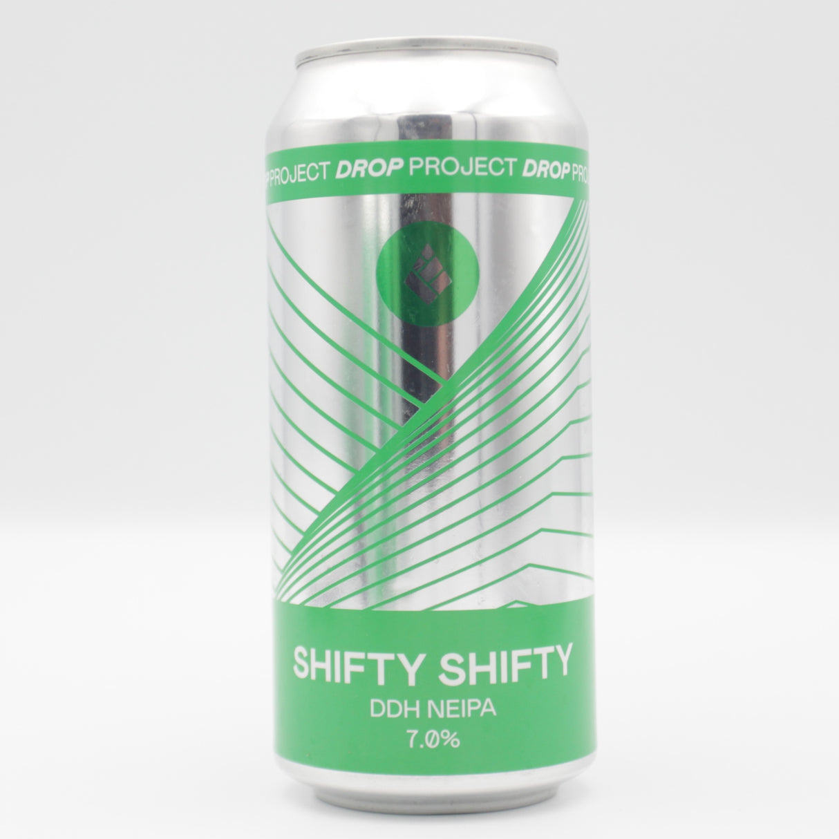 This is a can of Drop Project - Shifty Shifty - 7% (440ml). It is a IPA craft beer available to buy from Ghost Whale, voted London's best craft beer shop.