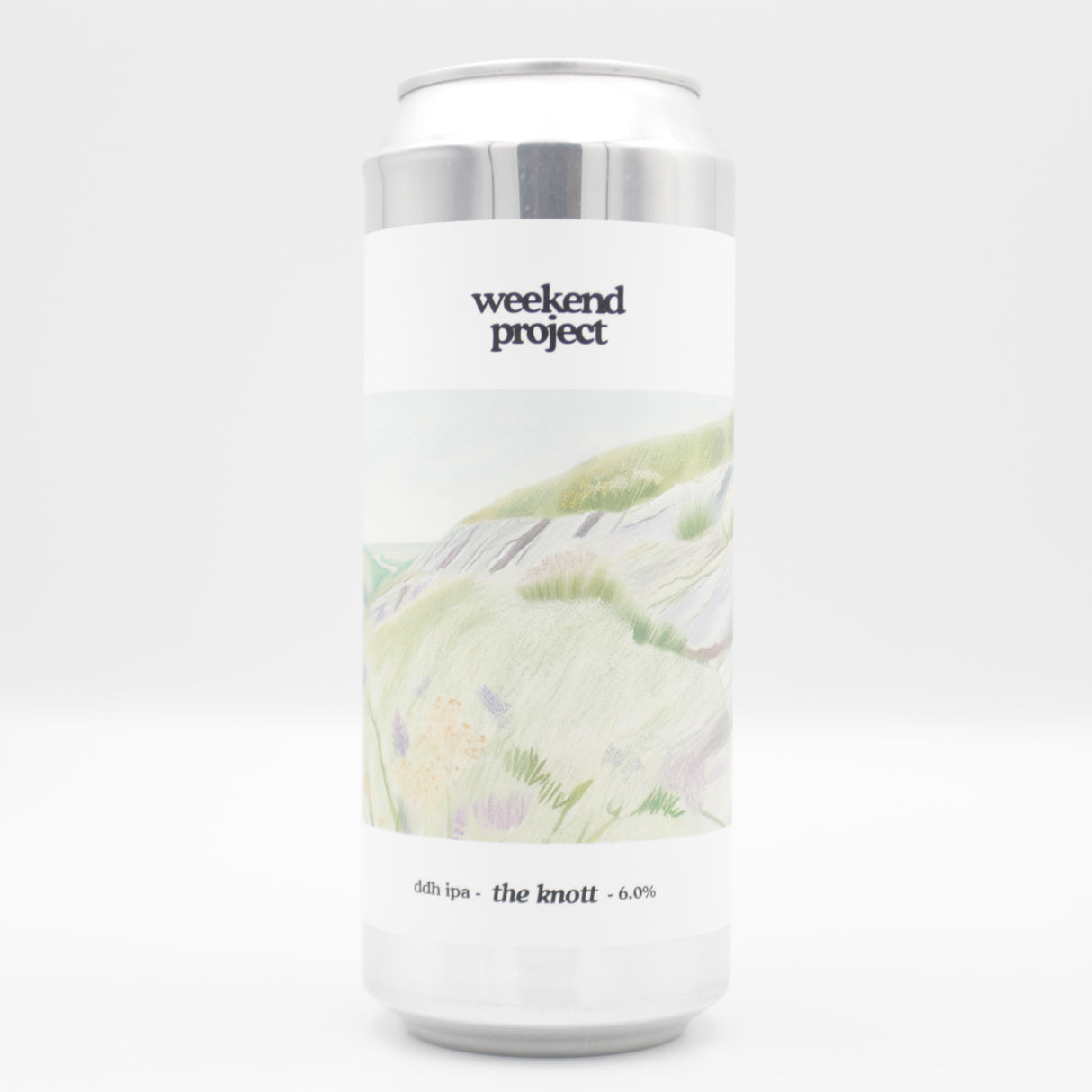 This is a can of Weekend Project - The Knott - 6% (500ml). It is a IPA craft beer available to buy from Ghost Whale, voted London's best craft beer shop.