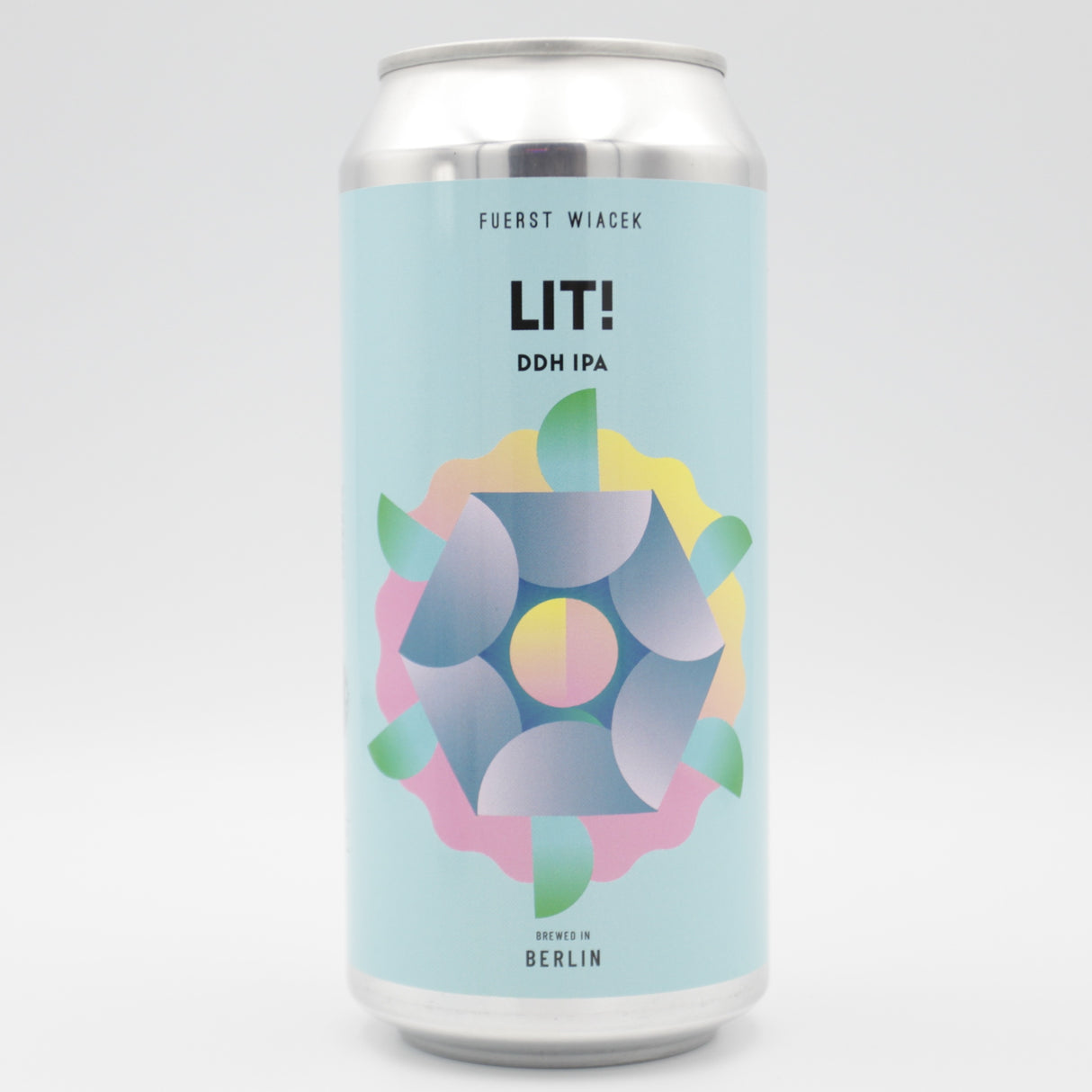 This is a can of Fuerst Wiacek / Commonwealth - Lit! - 6.8% (440ml). It is a IPA craft beer available to buy from Ghost Whale, voted London's best craft beer shop.