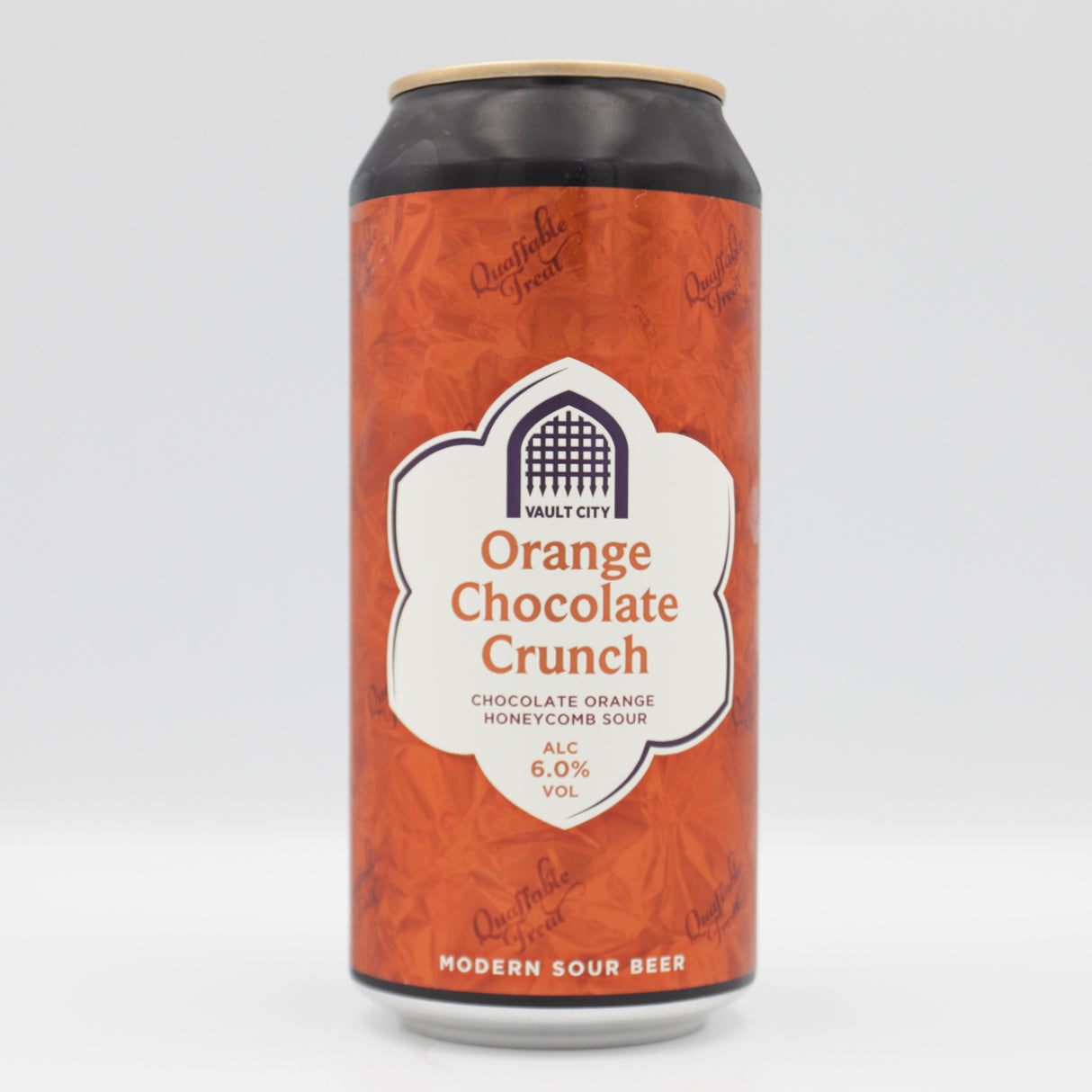 This is a can of Vault City - Orange Chocolate Crunch - 6% (440ml). It is a Sour craft beer available to buy from Ghost Whale, voted London's best craft beer shop.