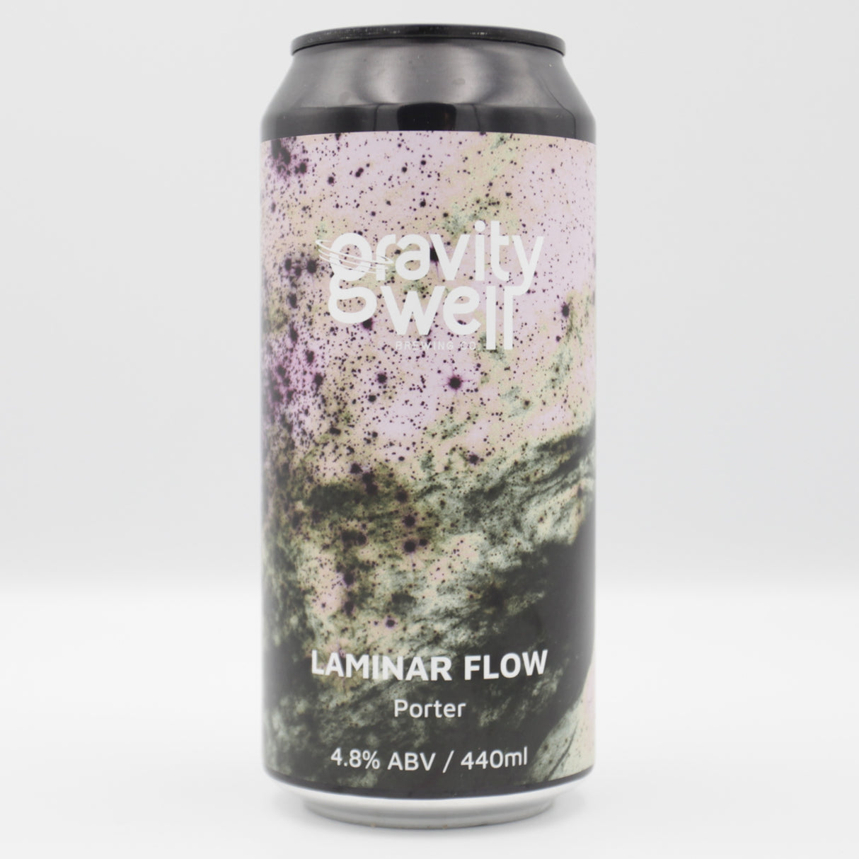 This is a can of Gravity Well - Laminar Flow - 4.8% (440ml). It is a Stout / Porter craft beer available to buy from Ghost Whale, voted London's best craft beer shop.