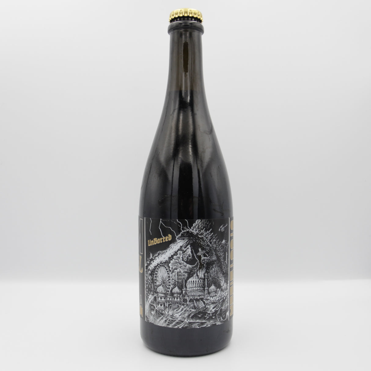 This is a sharing bottle of UnBarred - Stoutzilla Rum BA - 11% (750ml). It is a Imperial Stout / Porter craft beer available to buy from Ghost Whale, voted London's best craft beer shop.