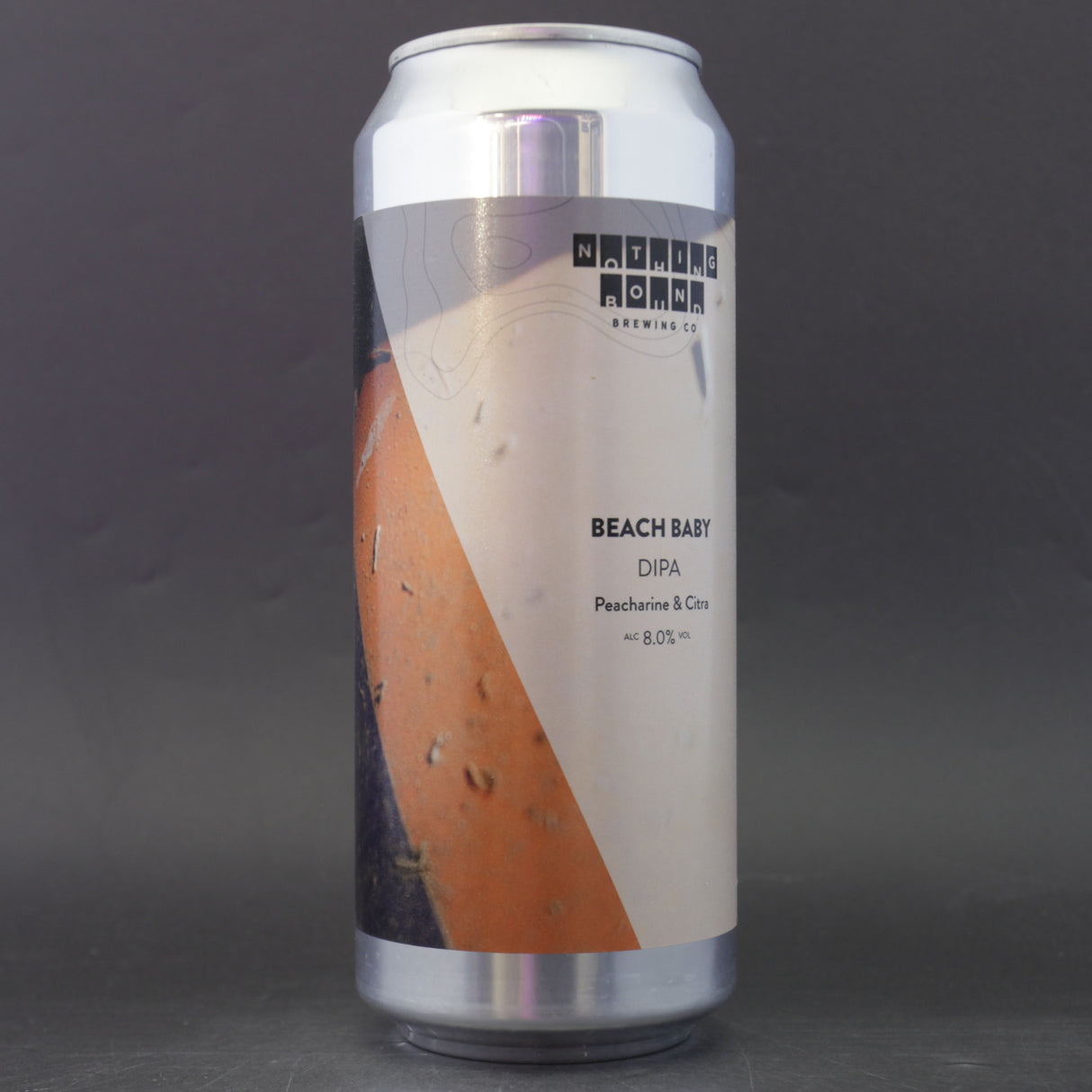 This is a can of Nothing Bound - Beach Baby - 8% (500ml). It is a Double IPA craft beer available to buy from Ghost Whale, voted London's best craft beer shop.