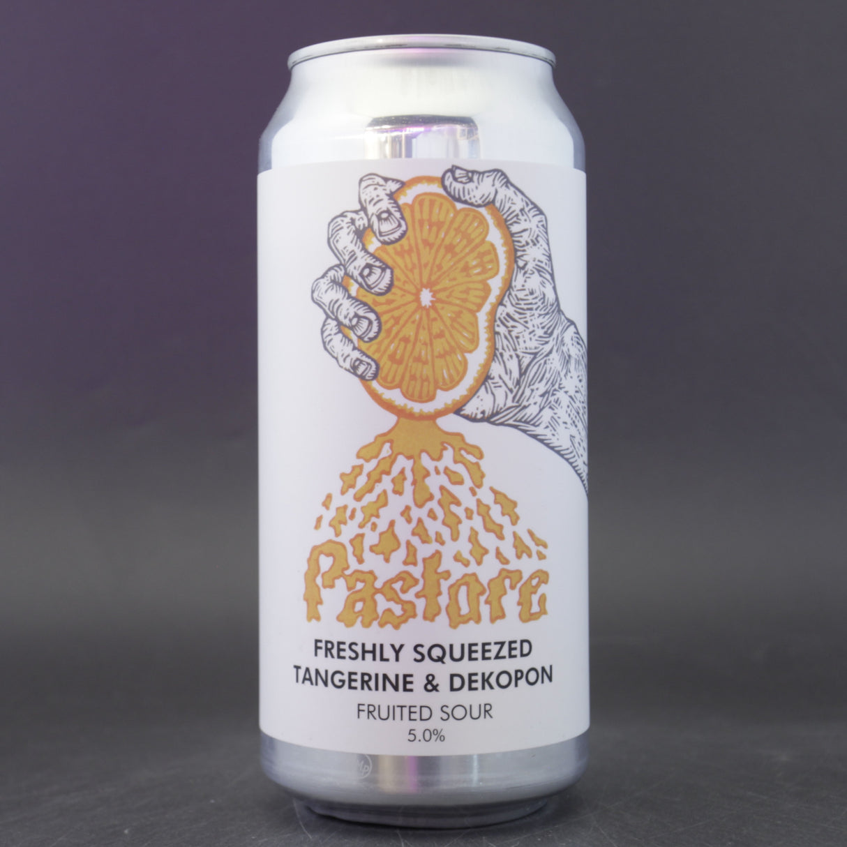 This is a can of Pastore - Freshly Squeezed: Tangerine & Dekopon - 5% (440ml). It is a Sour craft beer available to buy from Ghost Whale, voted London's best craft beer shop.