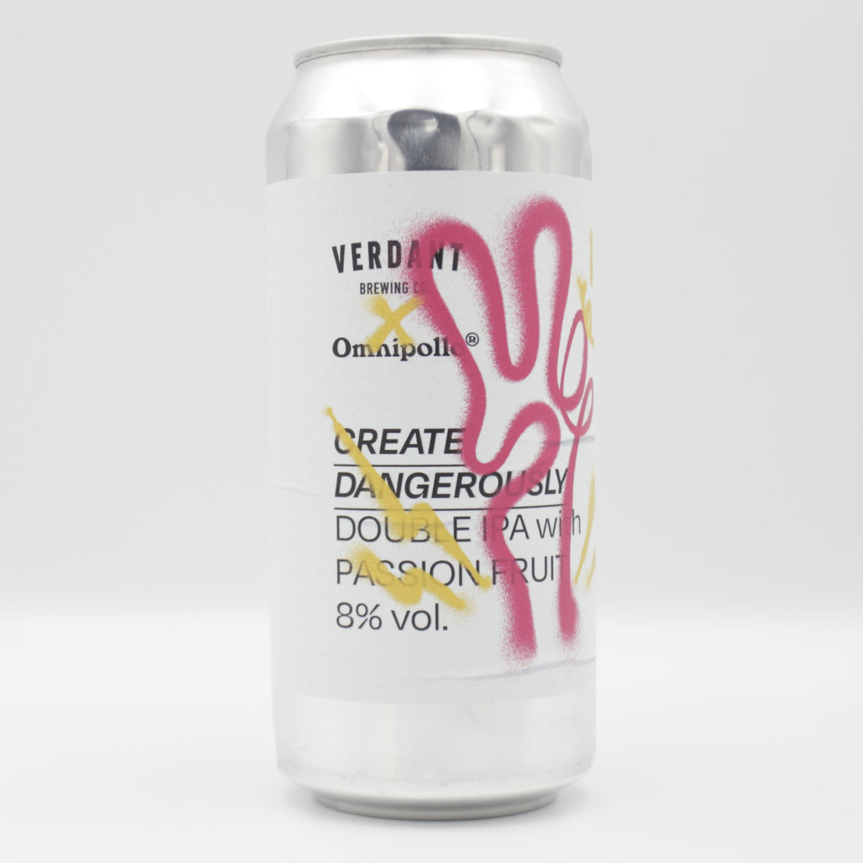 This is a can of Verdant / Omnipollo - Create Dangerously - 8% (440ml). It is a Double IPA craft beer available to buy from Ghost Whale, voted London's best craft beer shop.