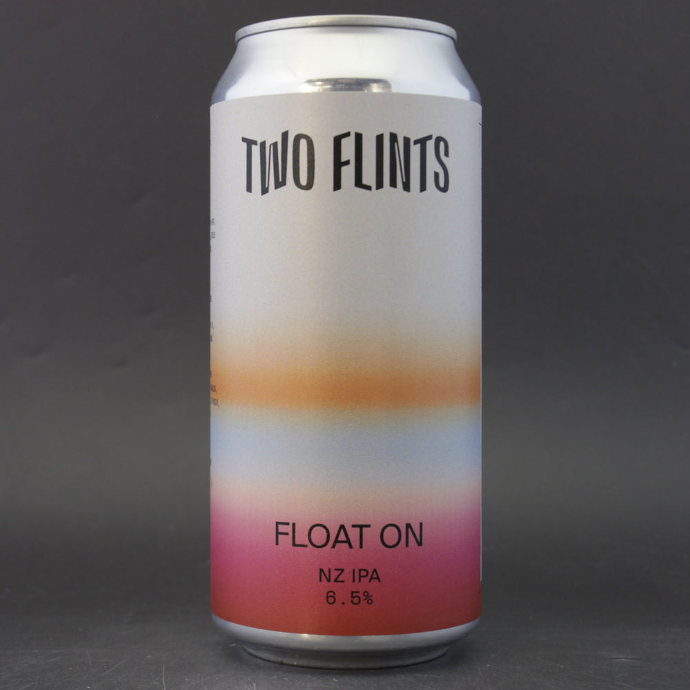 This is a can of Two Flints - Float On - 6.5% (440ml). It is a IPA craft beer available to buy from Ghost Whale, voted London's best craft beer shop.