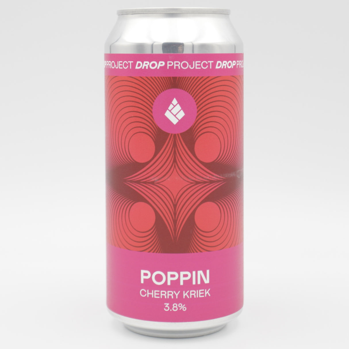 This is a can of Drop Project - Poppin - 3.8% (440ml). It is a Sour craft beer available to buy from Ghost Whale, voted London's best craft beer shop.