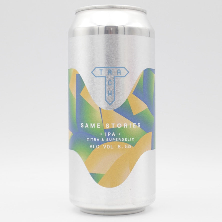 This is a can of Track - Same Stories - 6.5% (440ml). It is a IPA craft beer available to buy from Ghost Whale, voted London's best craft beer shop.